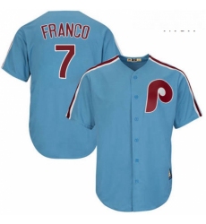 Mens Majestic Philadelphia Phillies 7 Maikel Franco Replica Light Blue Cooperstown MLB Jersey