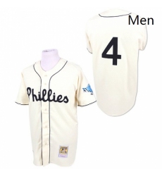 Mens Mitchell and Ness Philadelphia Phillies 4 Jimmy Foxx Replica White Throwback MLB Jersey