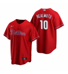 Mens Nike Philadelphia Phillies 10 JT Realmuto Red Alternate Stitched Baseball Jersey