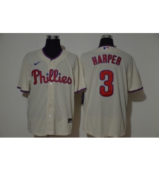 Men's Philadelphia Phillies #3 Bryce Harper Cream Stitched MLB Cool Base Nike Jersey