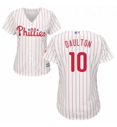 Womens Majestic Philadelphia Phillies 10 Darren Daulton Replica WhiteRed Strip Home Cool Base MLB Jersey