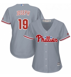 Womens Majestic Philadelphia Phillies 19 Tommy Joseph Authentic Grey Road Cool Base MLB Jersey 