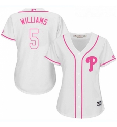 Womens Majestic Philadelphia Phillies 5 Nick Williams Replica White Fashion Cool Base MLB Jersey 