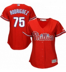 Womens Majestic Philadelphia Phillies 75 Francisco Rodriguez Replica Red Alternate Cool Base MLB Jersey 