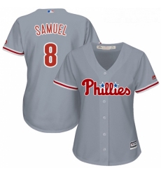 Womens Majestic Philadelphia Phillies 8 Juan Samuel Replica Grey Road Cool Base MLB Jersey