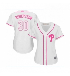 Womens Philadelphia Phillies 30 David Robertson Replica White Fashion Cool Base Baseball Jersey 