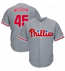 Youth Majestic Philadelphia Phillies 45 Tug McGraw Authentic Grey Road Cool Base MLB Jersey