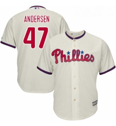 Youth Majestic Philadelphia Phillies 47 Larry Andersen Replica Cream Alternate Cool Base MLB Jersey