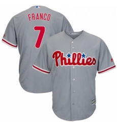 Youth Majestic Philadelphia Phillies 7 Maikel Franco Authentic Grey Road Cool Base MLB Jersey