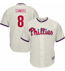 Youth Majestic Philadelphia Phillies 8 Juan Samuel Authentic Cream Alternate Cool Base MLB Jersey