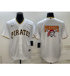 Men Pittsburgh Pirates White Team Big Logo Cool Base Stitched Baseball Jersey