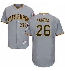 Mens Majestic Pittsburgh Pirates 26 Adam Frazier Grey Road Flex Base Authentic Collection MLB Jersey