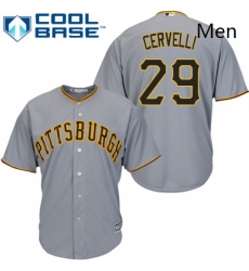 Mens Majestic Pittsburgh Pirates 29 Francisco Cervelli Replica Grey Road Cool Base MLB Jersey