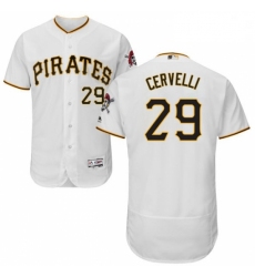 Mens Majestic Pittsburgh Pirates 29 Francisco Cervelli White Home Flex Base Authentic Collection MLB Jersey