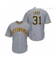 Mens Pittsburgh Pirates 31 Jordan Lyles Replica Grey Road Cool Base Baseball Jersey 