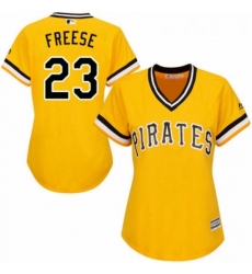 Womens Majestic Pittsburgh Pirates 23 David Freese Authentic Gold Alternate Cool Base MLB Jersey 