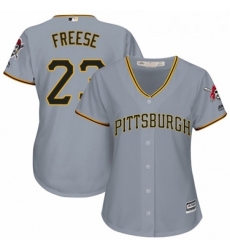 Womens Majestic Pittsburgh Pirates 23 David Freese Replica Grey Road Cool Base MLB Jersey 