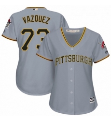 Womens Majestic Pittsburgh Pirates 73 Felipe Vazquez Replica Grey Road Cool Base MLB Jersey 