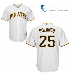 Youth Majestic Pittsburgh Pirates 25 Gregory Polanco Replica White Home Cool Base MLB Jersey