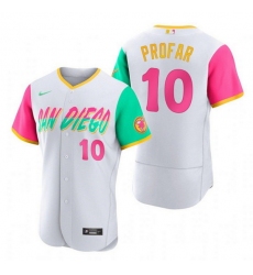 Men San Diego Padres 10 Jurickson Profar 2022 White City Connect Flex Base Stitched Baseball Jersey