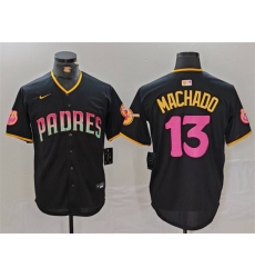 Men San Diego Padres 13 Manny Machado Black Cool Base Stitched Baseball Jersey