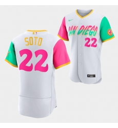 Men San Diego Padres 22 Juan Soto 2022 White City Connect Flex Base Stitched Baseball Jersey