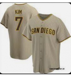 Men San Diego Padres 7 Ha Seong Kim White Stitched MLB Cool Base Nike Brown Jersey