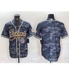 Men San Diego Padres Blank Gray Camo Cool Base Stitched Baseball Jersey 9