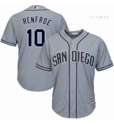 Mens Majestic San Diego Padres 10 Hunter Renfroe Replica Grey Road Cool Base MLB Jersey 