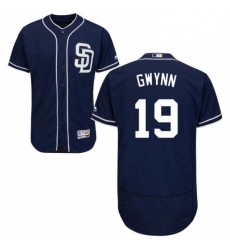 Mens Majestic San Diego Padres 19 Tony Gwynn Navy Blue Alternate Flex Base Authentic Collection MLB Jersey 