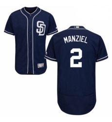 Mens Majestic San Diego Padres 2 Johnny Manziel Navy Blue Alternate Flex Base Authentic Collection MLB Jersey