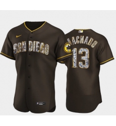 Men's San Diego Padres #13 Manny Machado Diamond Edition Brown Jersey