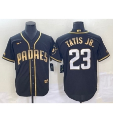 Men's San Diego Padres #23 Fernando Tatis Jr Black 2021 Golden Edition Stitched Cool Base Nike Jersey