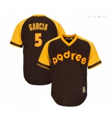 Mens San Diego Padres 5 Greg Garcia Replica Brown Alternate Cooperstown Cool Base Baseball Jersey 