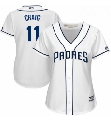 Womens Majestic San Diego Padres 11 Allen Craig Authentic White Home Cool Base MLB Jersey 