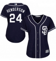 Womens Majestic San Diego Padres 24 Rickey Henderson Authentic Navy Blue Alternate 1 Cool Base MLB Jersey