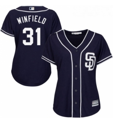 Womens Majestic San Diego Padres 31 Dave Winfield Authentic Navy Blue Alternate 1 Cool Base MLB Jersey