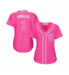 Womens San Diego Padres 3 Ian Kinsler Replica Pink Fashion Cool Base Baseball Jersey 