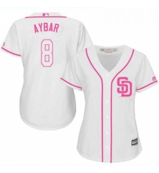 Womens San Diego Padres 8 Erick Aybar White Pink Fashion Stitched MLB Jersey