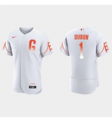 Men San Francisco Giants 1 Mauricio Dubon Men 2021 City Connect Authentic White Jersey