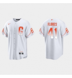 Men San Francisco Giants 41 Wilmer Flores Men 2021 City Connect White Fan Version Jersey