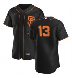 San Francisco Giants 13 Austin Slater Men Nike Black Alternate 2020 Authentic Player MLB Jersey