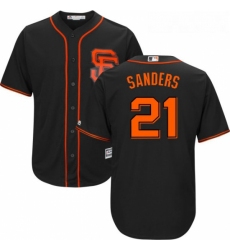 Youth Majestic San Francisco Giants 21 Deion Sanders Authentic Black Alternate Cool Base MLB Jersey