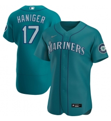 Men Seattle Mariners 17 Mitch Haniger Men Nike Aqua Alternate 2020 Flex Base Player MLB Jersey