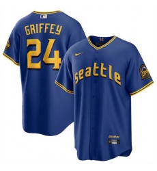 Men Seattle Mariners 24 Ken Griffey Jr  Royal 2023 City Connect Cool Base Stitched Baseball Jersey