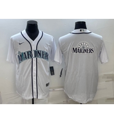 Men Seattle Mariners White Team Big Logo Cool Base Stitched Jersey