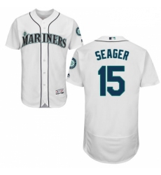 Mens Majestic Seattle Mariners 15 Kyle Seager White Home Flex Base Authentic Collection MLB Jersey