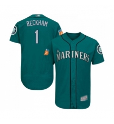 Mens Seattle Mariners 1 Tim Beckham Teal Green Alternate Flex Base Authentic Collection Baseball Jersey