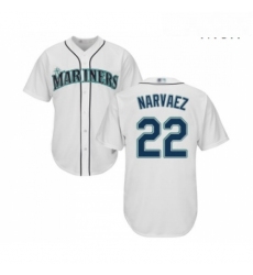 Mens Seattle Mariners 22 Omar Narvaez Replica White Home Cool Base Baseball Jersey 