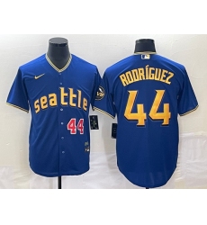 Men's Seattle Mariners #44 Julio Rodriguez Number Blue 2023 City Connect Cool Base Stitched Jersey